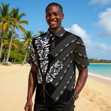 Load image into Gallery viewer, "3 Kāhili" ʻEleʻele by Hakuole Designs Men's Polo Shirt