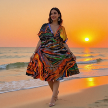 Load image into Gallery viewer, "Madame Pele" by Rachael Ray Art "Kalaunu" Dress