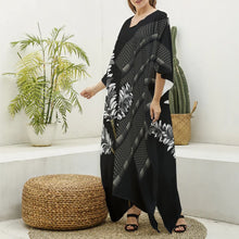 Load image into Gallery viewer, "3 Kāhili" ʻEleʻele by Hakuole Designs "ʻIo Dress" (Kaftan)