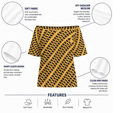 Load image into Gallery viewer, "Pewa" by Hakuole Designs "Poʻohiwi" Off-Shoulder Top