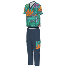 Load image into Gallery viewer, "Pua Manu" by Rachael Ray Art Unisex Scrub Set With Six Pocket