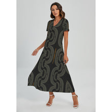 Load image into Gallery viewer, "Hoʻolono" ʻEleʻele by Hakuole Designs V-neck "ʻIʻiwi" Dress