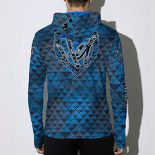 Load image into Gallery viewer, "Kanakaflage" Blue by Hakuole Designs Men's Sunscreen Fishing Hoodie With Thumb Holes