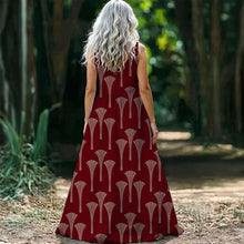 Load image into Gallery viewer, "Peʻa O Lono" by Hakuole Designs "Hawaiian Heron" Women’s Sleeveless Maxi Dress