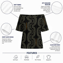 Load image into Gallery viewer, "Hoʻolono" ʻEleʻele by Hakuole Designs "Poʻohiwi" Off-Shoulder Top