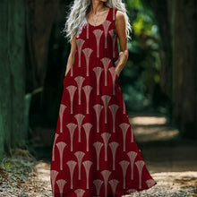 Load image into Gallery viewer, "Peʻa O Lono" by Hakuole Designs "Hawaiian Heron" Women’s Sleeveless Maxi Dress