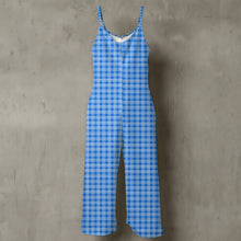 Load image into Gallery viewer, "Palaka Uli" by Hakuole Designs Women’s Spaghetti Strap Wide-Leg Jumpsuit