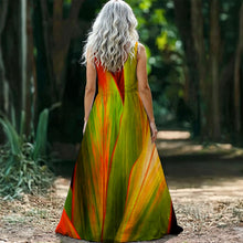 Load image into Gallery viewer, "Ti Leaf Series 1" by Rachael Ray Art "Hawaiian Heron" Women’s Sleeveless Maxi Dress