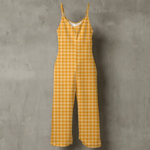 Load image into Gallery viewer, "Palaka Melemele" by Hakuole Designs Women’s Spaghetti Strap Wide-Leg Jumpsuit