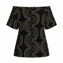 Load image into Gallery viewer, "Hoʻolono" ʻEleʻele by Hakuole Designs "Poʻohiwi" Off-Shoulder Top