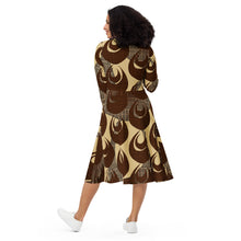 Load image into Gallery viewer, Kino Wahine Māmā long sleeve midi dress by Hakuole Designs