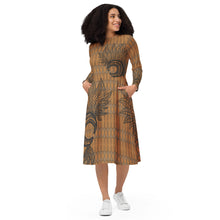Load image into Gallery viewer, Mākini by Hakuole designs long sleeve midi dress