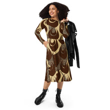Load image into Gallery viewer, Kino Wahine Māmā long sleeve midi dress by Hakuole Designs