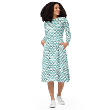 Load image into Gallery viewer, Hauneneʻe (Glacier) by Hakuole Designs long sleeve midi dress