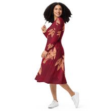 Load image into Gallery viewer, "Hāloa" long sleeve midi dress by Hakuole Designs