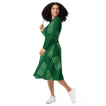 Load image into Gallery viewer, "Lōʻī Kalo" (Taro Field) by Hakuole Designs long sleeve midi dress