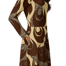 Load image into Gallery viewer, Kino Wahine Māmā long sleeve midi dress by Hakuole Designs