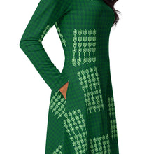 Load image into Gallery viewer, "Lōʻī Kalo" (Taro Field) by Hakuole Designs long sleeve midi dress