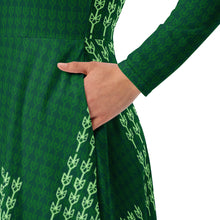 Load image into Gallery viewer, "Lōʻī Kalo" (Taro Field) by Hakuole Designs long sleeve midi dress