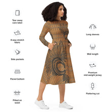 Load image into Gallery viewer, Mākini by Hakuole designs long sleeve midi dress