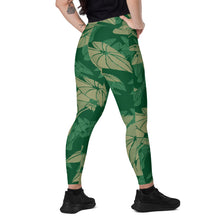 Load image into Gallery viewer, Hāloa Green Leggings with pockets by Hakuole Designs