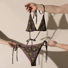 Load image into Gallery viewer, Puakenikeni by Honiʻs Hawaiʻi recycled lole ʻau kai string bikini