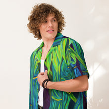 Load image into Gallery viewer, Blue Bamboo Aloha Shirt