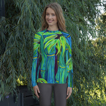 Load image into Gallery viewer, Blue Bamboo Wahine Rash Guard