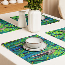 Load image into Gallery viewer, Blue Bamboo Placemat Set
