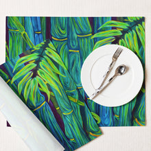 Load image into Gallery viewer, Blue Bamboo Placemat Set