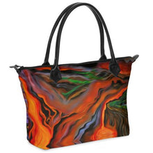 Load image into Gallery viewer, Nappa Leather & Monroe Satin Zipper Hand Bag "Madame Pele"