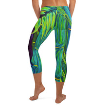 Load image into Gallery viewer, Blue Bamboo Capri Leggings