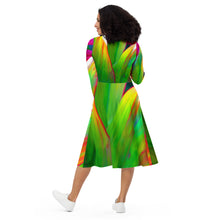 Load image into Gallery viewer, Sacred Ti Leaf long sleeve midi dress
