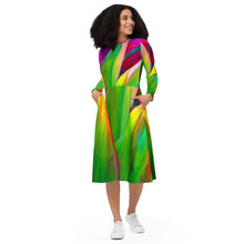 Load image into Gallery viewer, Sacred Ti Leaf long sleeve midi dress