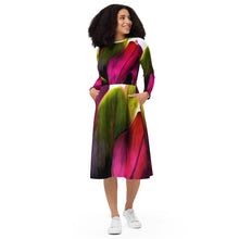 Load image into Gallery viewer, Ti Leaf Bouquet long sleeve midi dress