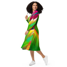 Load image into Gallery viewer, Sacred Ti Leaf long sleeve midi dress