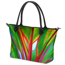 Load image into Gallery viewer, Nappa Leather & Monroe Satin Zipper Hand Bag "Ti Leaf Series #4"