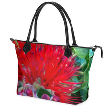 Load image into Gallery viewer, Nappa Leather & Monroe Satin Zipper Hand Bag "Liko Lehua"