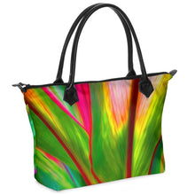 Load image into Gallery viewer, Nappa Leather & Monroe Satin Zipper Hand Bag "Ti Leaf Series #4"