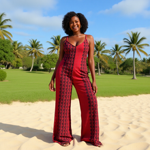 Load image into Gallery viewer, &quot;Moananuiākea Ahupuaʻa&quot; by Hakuole Designs- &quot;Nēnē&quot; Women’s Spaghetti Strap Wide-Leg Jumpsuit
