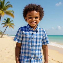 Load image into Gallery viewer, "Palaka ʻUli" by Hakuole Designs Kids "Maʻo" Cotton Palule Aloha With Pocket
