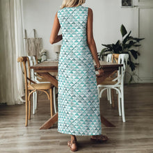Load image into Gallery viewer, "Hauneneʻe" (Glacier) by Hakuole Designs "Nanea" V-Neck Long Dress
