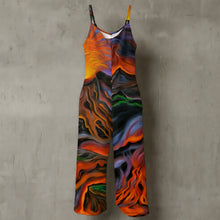 Load image into Gallery viewer, "Madame Pele" by Rachael Ray Art Spaghetti Strap Wide-Leg Jumpsuit

