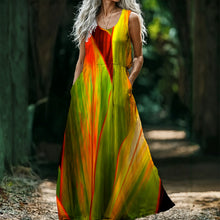 Load image into Gallery viewer, "Ti Leaf Series 1" by Rachael Ray Art "Hawaiian Heron" Women’s Sleeveless Maxi Dress
