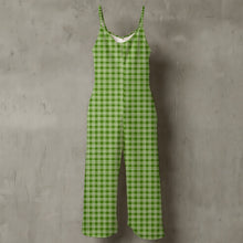 Load image into Gallery viewer, "Palaka ʻŌmaʻo" by Hakuole Designs Women’s Spaghetti Strap Wide-Leg Jumpsuit
