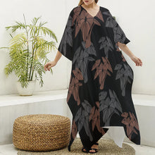 Load image into Gallery viewer, &quot;Hāloa ʻEleʻele&quot; by Hakuole Designs - Womenʻs &quot; ʻIo&quot; Kaftan Dress  Imitation Silk V-neck
