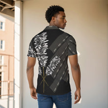 Load image into Gallery viewer, "3 Kāhili" ʻEleʻele by Hakuole Designs "Palaka Aloha" Shirt
