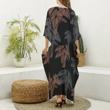 Load image into Gallery viewer, &quot;Hāloa ʻEleʻele&quot; by Hakuole Designs - Womenʻs &quot; ʻIo&quot; Kaftan Dress  Imitation Silk V-neck
