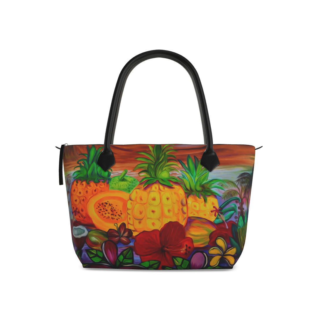 Nappa Leather & Monroe Satin Zipper  Hand Bag 
