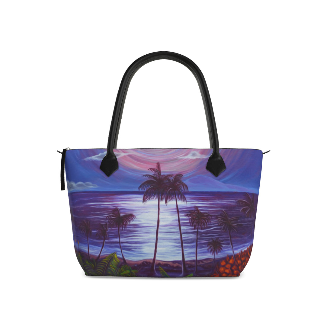 Nappa Leather & Monroe Satin Zipper  Hand Bag 
